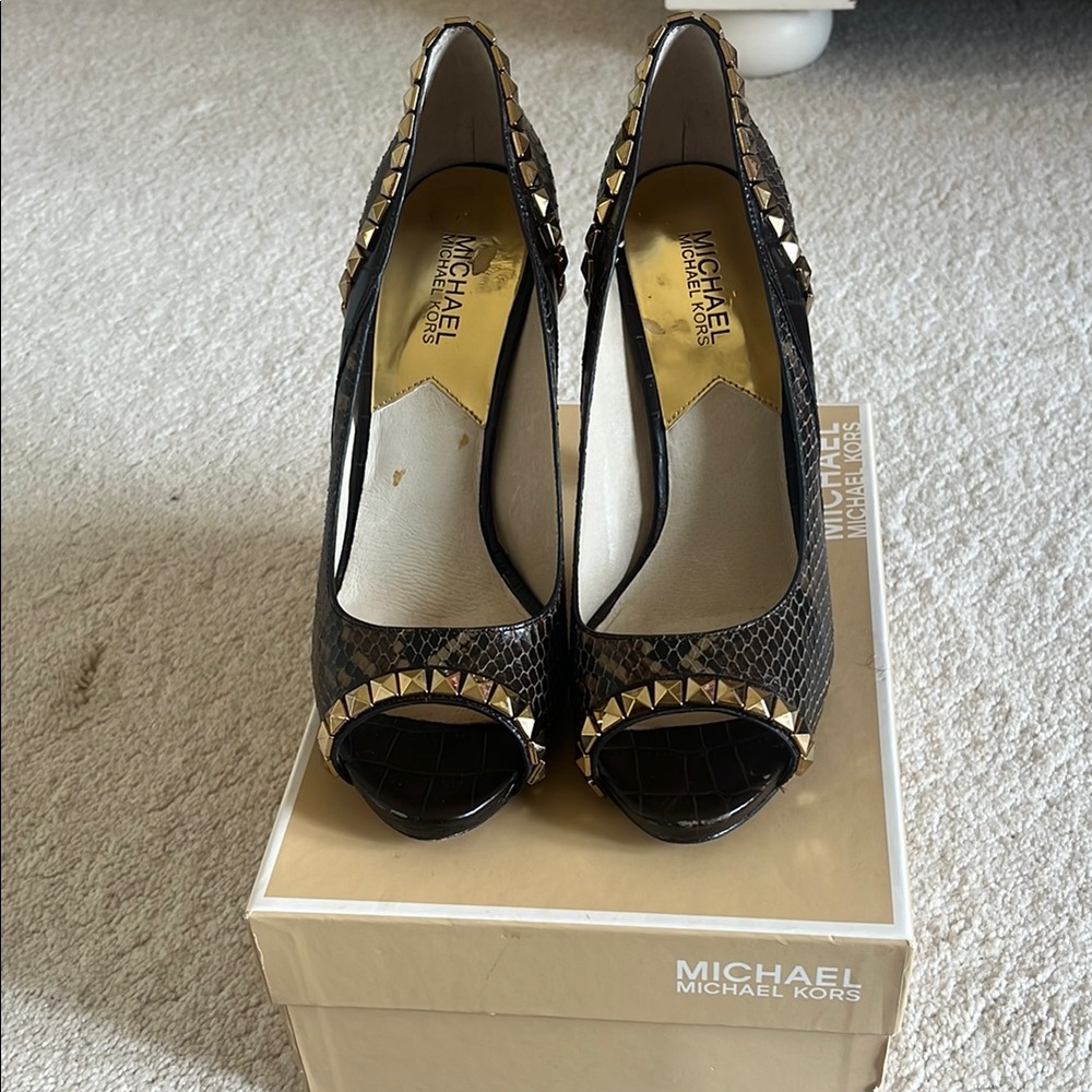 Michael Kors Black Peep-Toe Heels